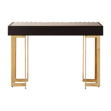 Rivoli Mirrored Top Console Table With Gold Polished Frame