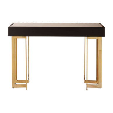 Rivoli Mirrored Top Console Table With Gold Polished Frame