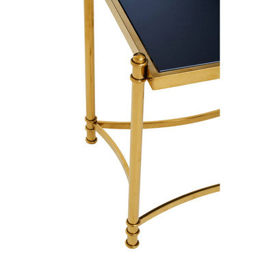 Ackley Gold Side Table with Black Glass