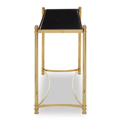 Ackley Gold Console Table with Black Glass