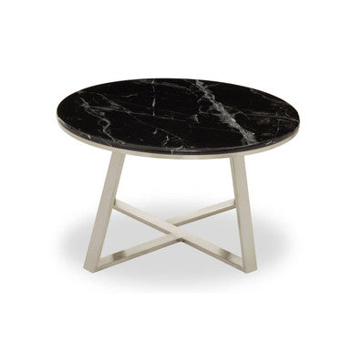Alvaro Round Coffee Table With Black Marble Top