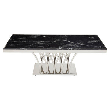 Arenza Black Marble And Silver Coffee Table