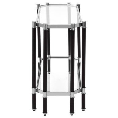 Allessi Silver and Black Console Table with Glass Top