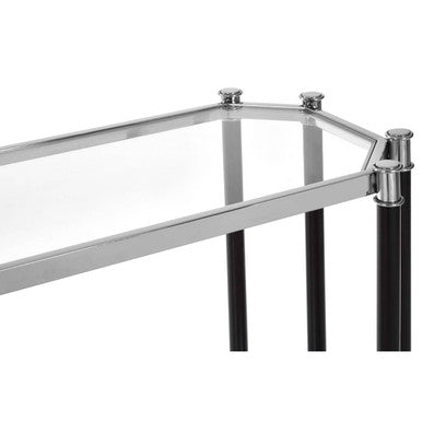 Allessi Silver and Black Console Table with Glass Top