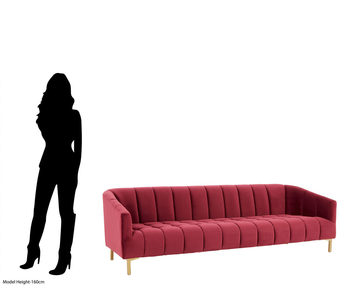 Bella 3 Seat Wine Velvet Sofa