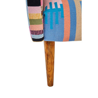 Cefena Multi Coloured Fabric Chair With Mango Wood Legs
