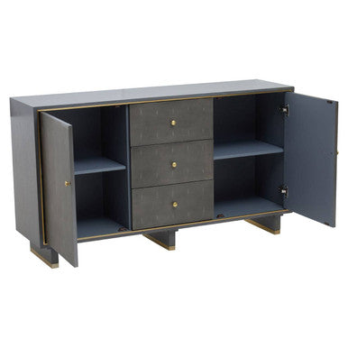 Deskey Grey Shagreen Effect Three Drawer Sideboard