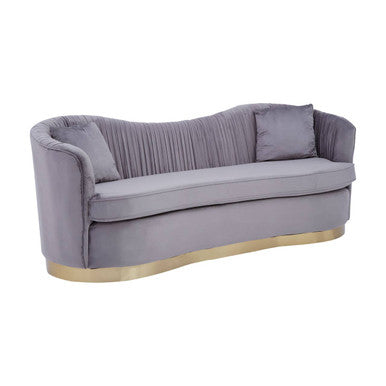 Franza 3 Seat Pleated Grey Velvet Sofa