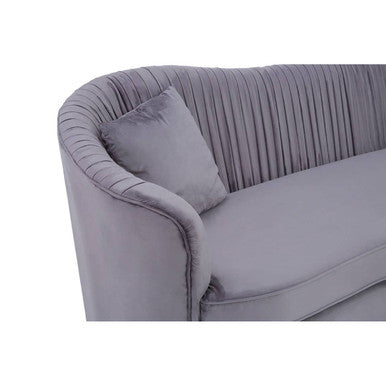 Franza 3 Seat Pleated Grey Velvet Sofa