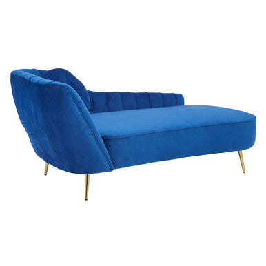 Felizia Midnight Blue Velvet Left Arm Chaise Longue