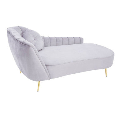 Felizia Grey Velvet Left Hand Chaise Longue