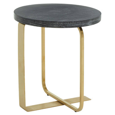 Lena Black And Gold Round Top Side Table