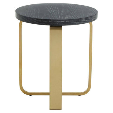 Lena Black And Gold Round Top Side Table