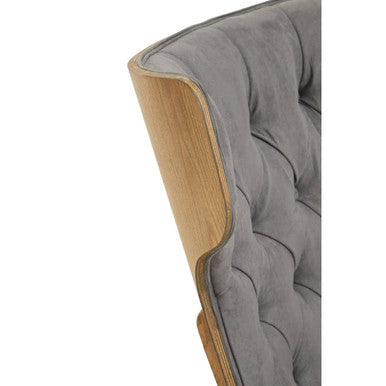 Vinsi Dark Grey Velvet Chair with Winged Back