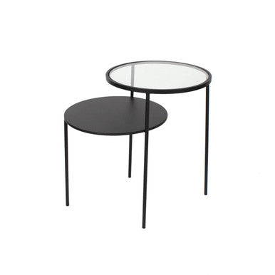 Trento End Table With Glass And Metal Tops