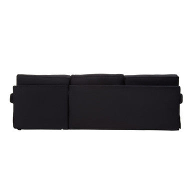 Ralph Three Seat Black Velvet Right Chaise Sofa