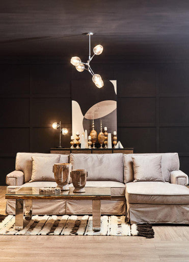 Ralph Three Seat Grey Velvet Right Chaise Sofa