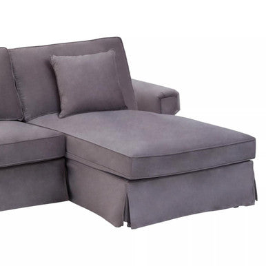 Ralph Three Seat Grey Velvet Right Chaise Sofa