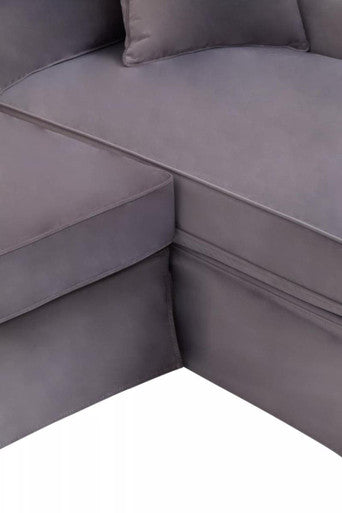 Ralph Three Seat Grey Velvet Right Chaise Sofa