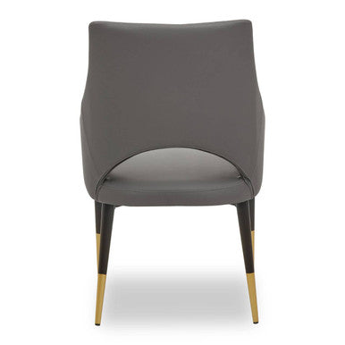 Gilden Grey Leather Effect Dining Chair with Gold Tip Legs