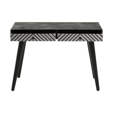 Boho Black and White Two Drawer Console Table