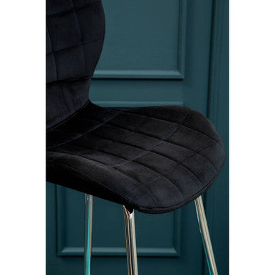 Warton Black Velvet Bar Chair