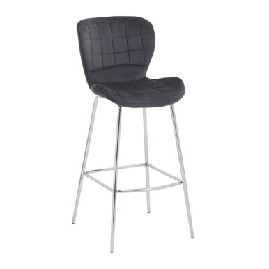 Warton Grey Velvet Bar Chair