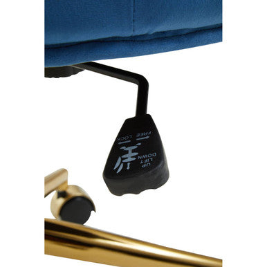 Anita Blue Velvet and Gold Base Home Office Chair