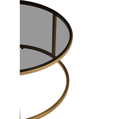 Alana Set of 2 Gold and Black Round Nesting Coffee Tables