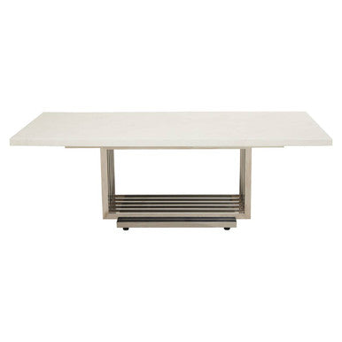 Moda White Fuax Marble Coffee Table With Silver Finish Frame