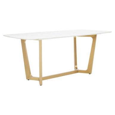 Moda White Fuax Marble Top Dining Table With Stainless Steel Frame