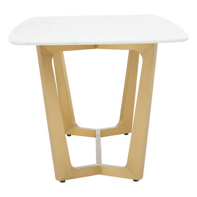 Moda White Fuax Marble Top Dining Table With Stainless Steel Frame
