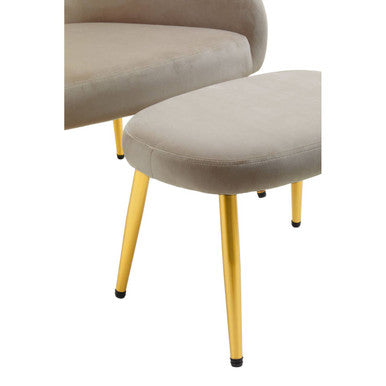 Yasmeen Mink Velvet Chair And Footstool