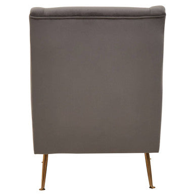 Doucet Grey Velvet Chair With Gold Finish Legs