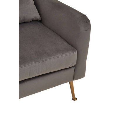 Doucet Grey Velvet Chair With Gold Finish Legs