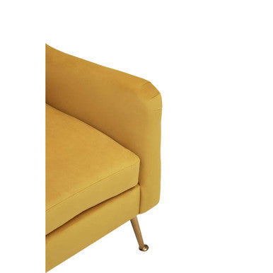 Doucet Yellow Velvet Chair With Gold Finish Legs