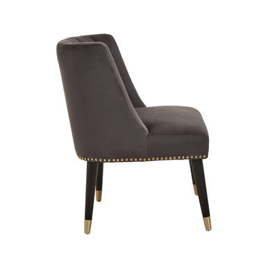 Doucet Stone Grey Velvet Chair With Blac