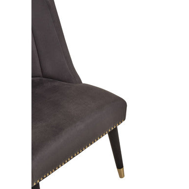 Doucet Stone Grey Velvet Chair With Blac