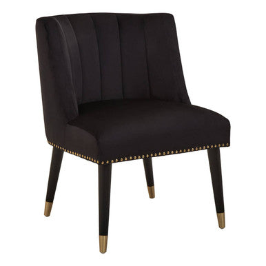 Doucet Black Velvet Chair With Black Leg