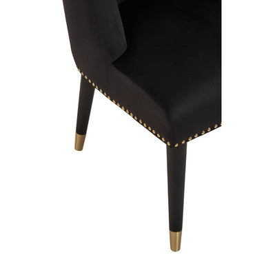 Doucet Black Velvet Chair With Black Leg