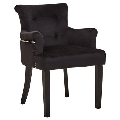 Doucet Black Velvet Chair With Ring Back