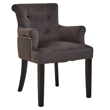 Doucet Grey Velvet Chair With Ring Back