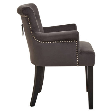 Doucet Grey Velvet Chair With Ring Back