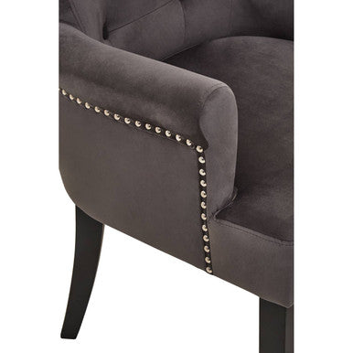 Doucet Grey Velvet Chair With Ring Back