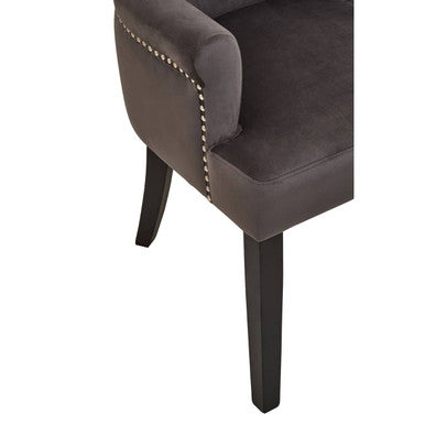 Doucet Grey Velvet Chair With Ring Back