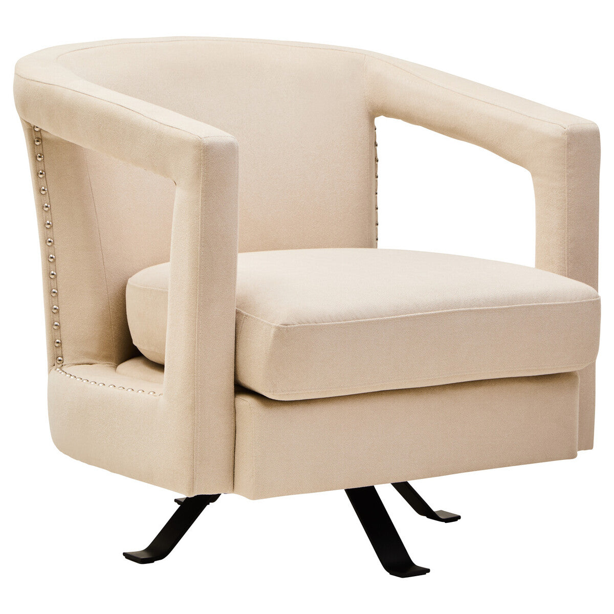 Hestia Beige Velvet Revolving Chair