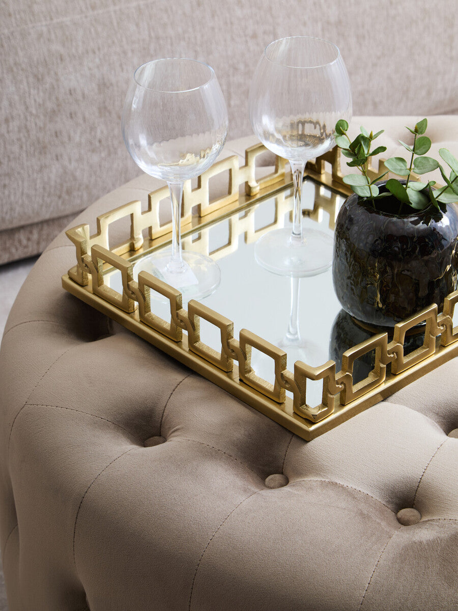 Haley Mink Velvet Round Footstool