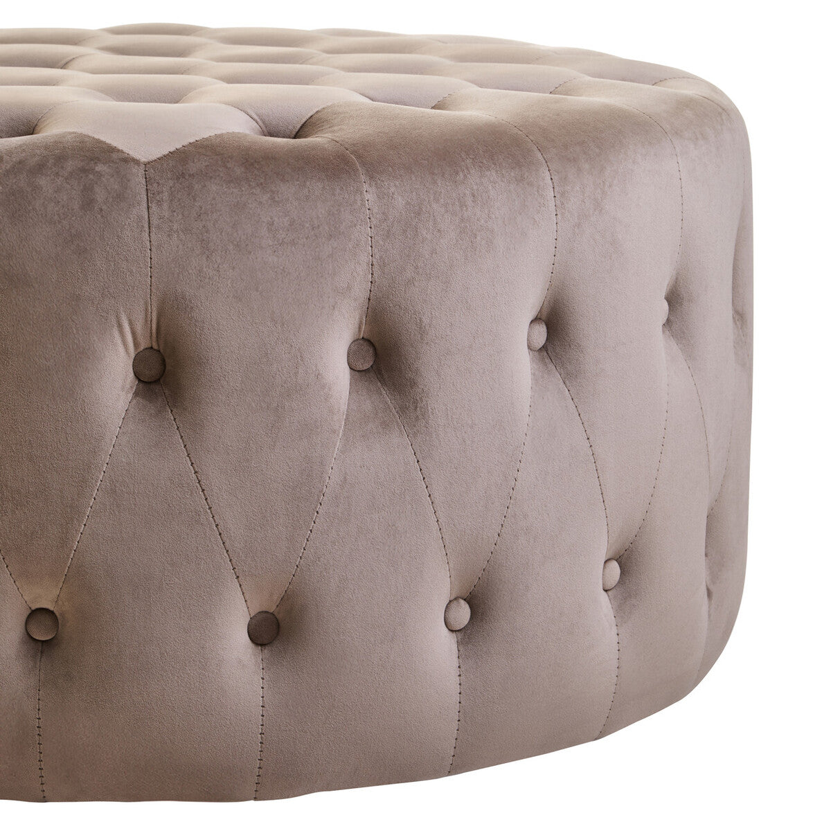 Haley Mink Velvet Round Footstool