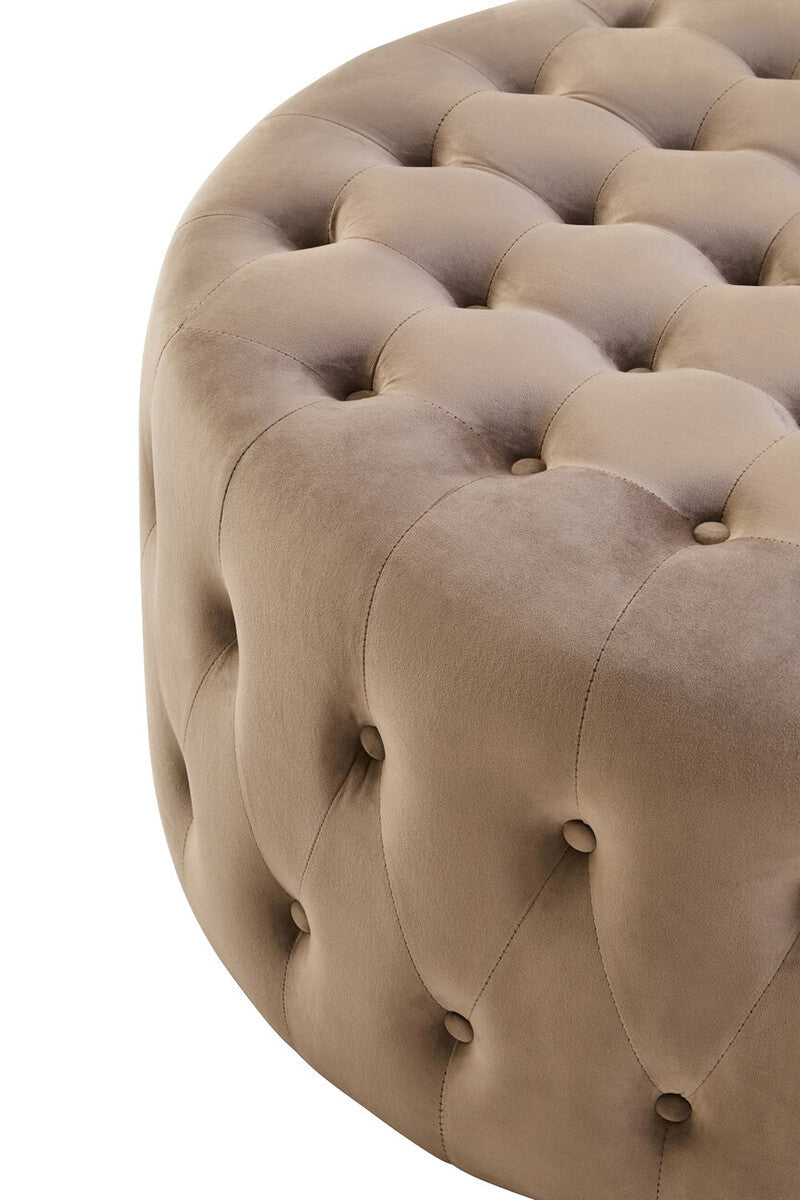 Haley Mink Velvet Round Footstool