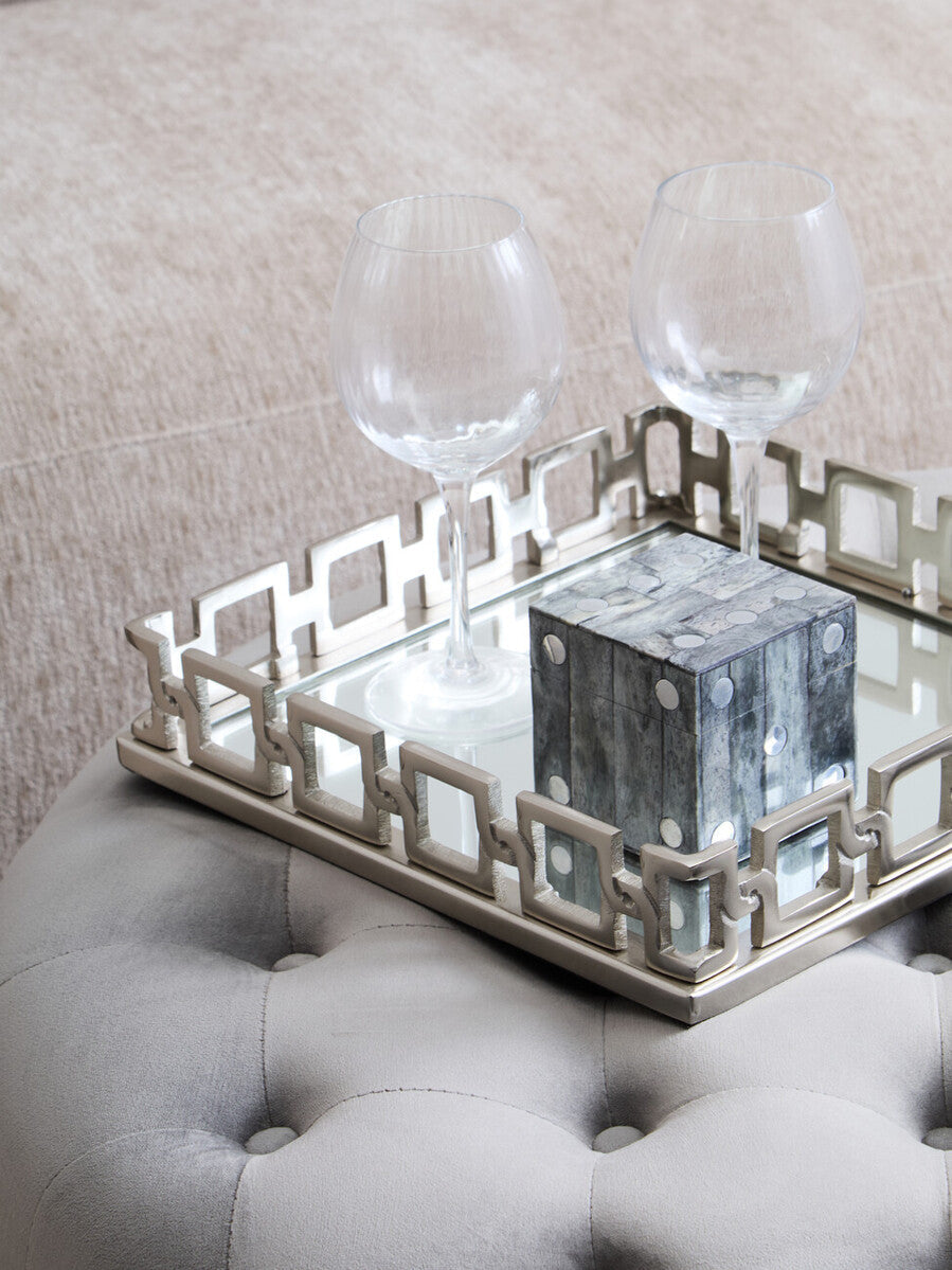 Haley Grey Velvet Round Footstool